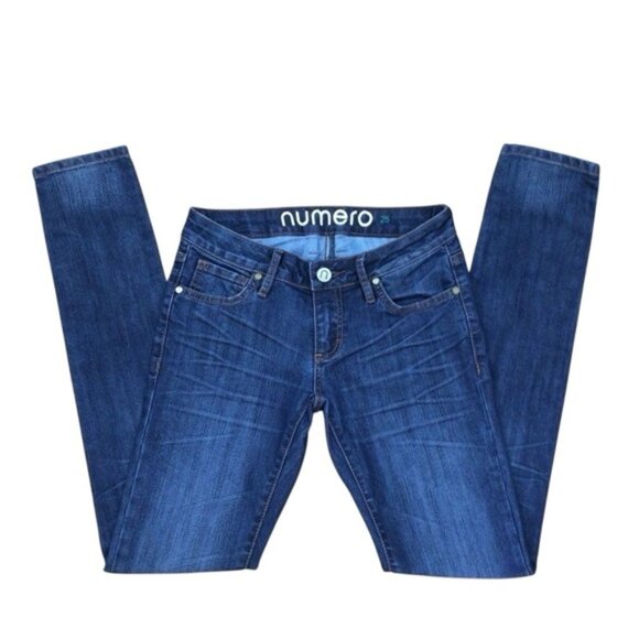 NUMERO jeans low rise skinny blue denim size 25 medium rise waist - Picture 1 of 11